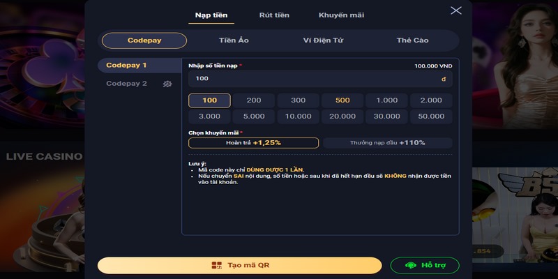 Nạp tiền WINVN SA bằng codepay là hình thức phổ biến nhất hiện nay
